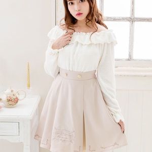 Lolita embroidered skirt light pink